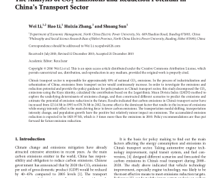 The Analysis of CO 2 Emissions and Reduction Potential in China’s Transport Sector